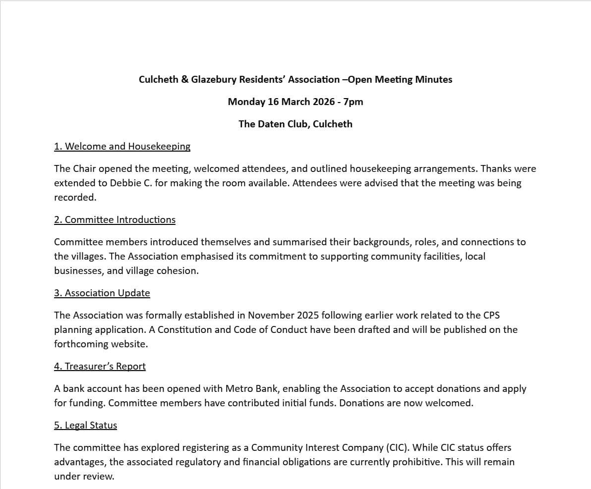 Meeting minutes published - 16 March